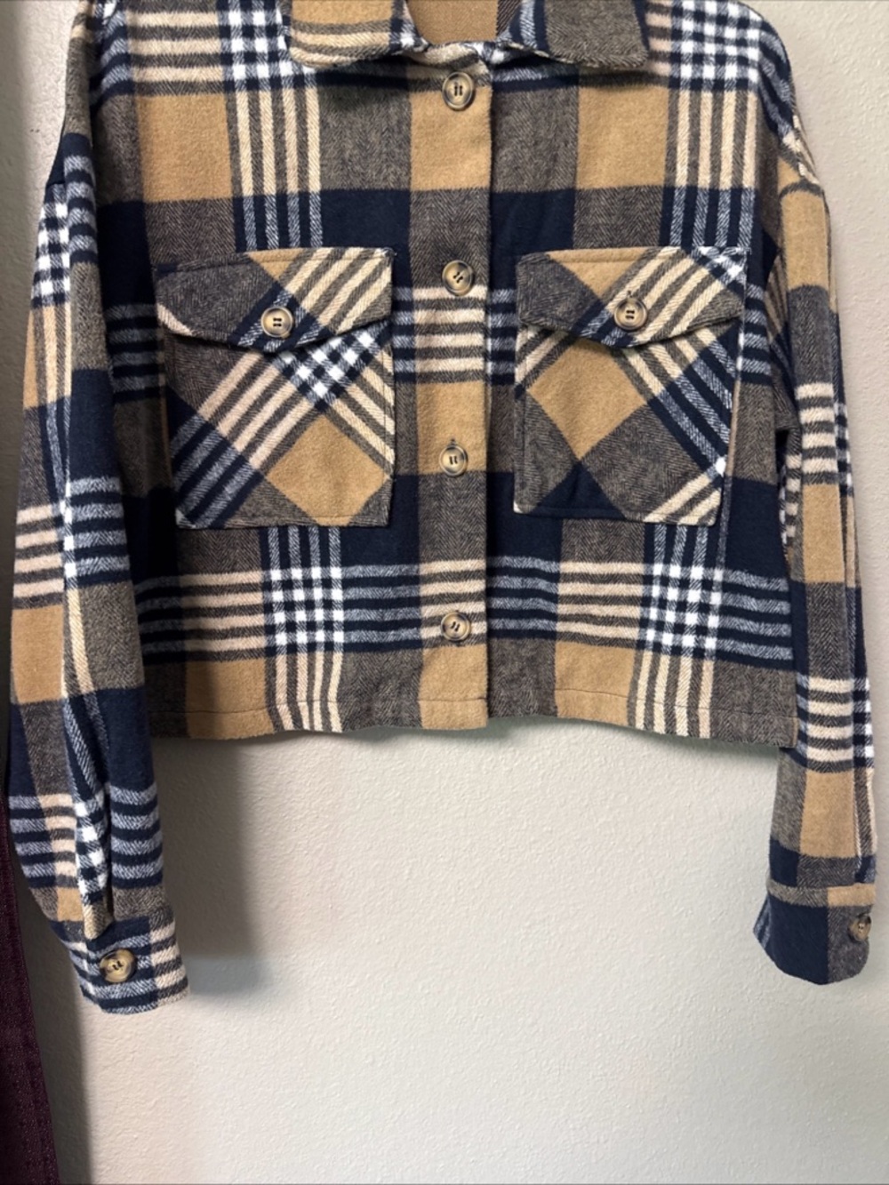 RB11 Papaya women’s Flannel Plaid Shacket size Medium - Picture 4 of 10